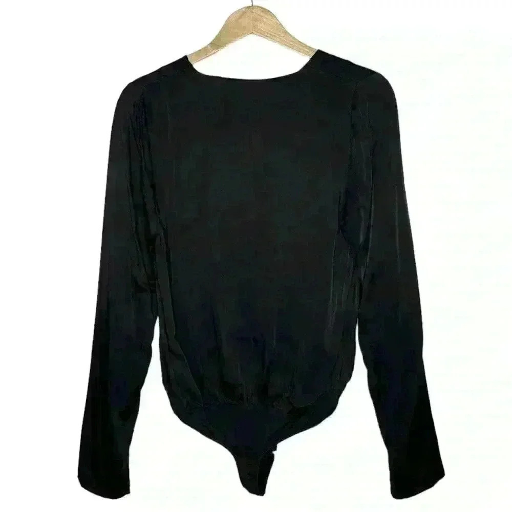 Good American Satin Wrap Bodysuit Black Size XS - Picture 5 of 8
